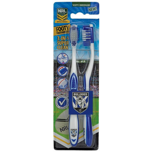 Canterbury-Bankstown Bulldogs NRL Adults Toothbrush - 2 Pack