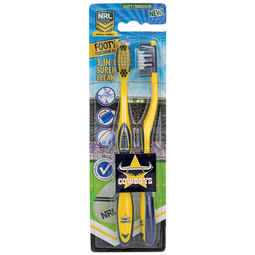 North Queensland Cowboys NRL Adults Toothbrush - 2 Pack