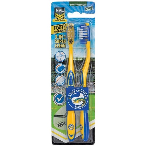 Parramatta Eels NRL Adults Toothbrush - 2 Pack