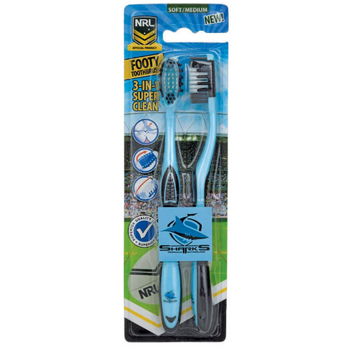 Cronulla-Sutherland Sharks NRL Adults Toothbrush - 2 Pack