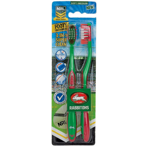 South Sydney Rabbitohs NRL Adults Toothbrush - 2 Pack