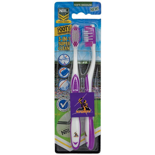 Melbourne Storm NRL Adults Toothbrush - 2 Pack