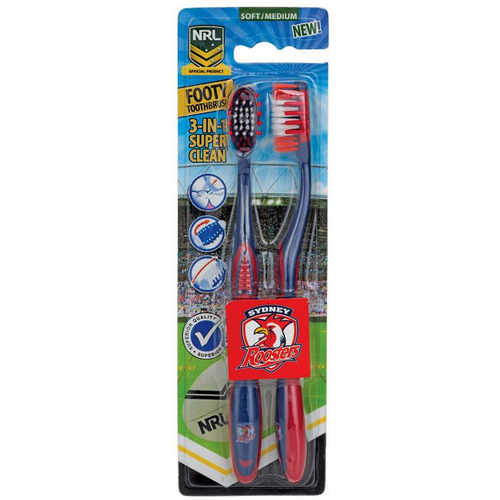 Sydney Roosters NRL Adults Toothbrush - 2 Pack