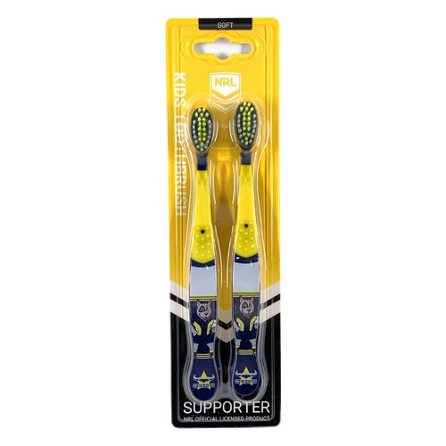 North Queensland Cowboys NRL Mascot Kids Toothbrush - 2 Pack