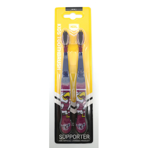 Manly Warringah Sea Eagles NRL Mascot Kids Toothbrush - 2 Pack