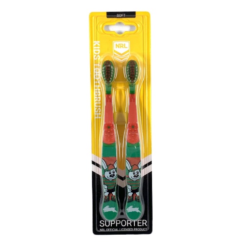 South Sydney Rabbitohs NRL Mascot Kids Toothbrush - 2 Pack