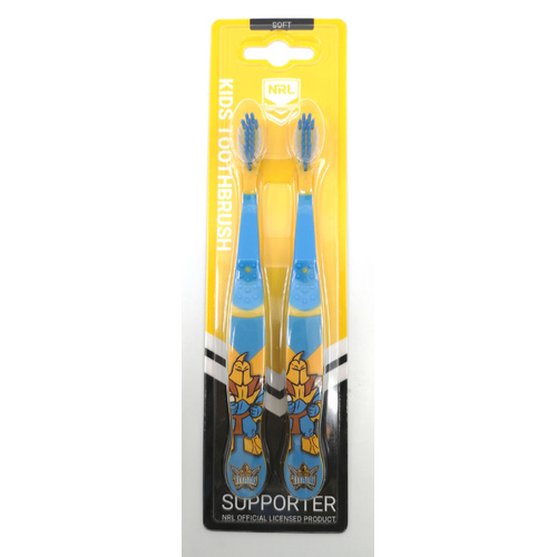 Gold Coast Titans NRL Mascot Kids Toothbrush - 2 Pack