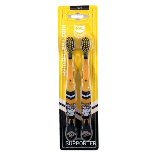 Wests Tigers NRL Mascot Kids Toothbrush - 2 Pack