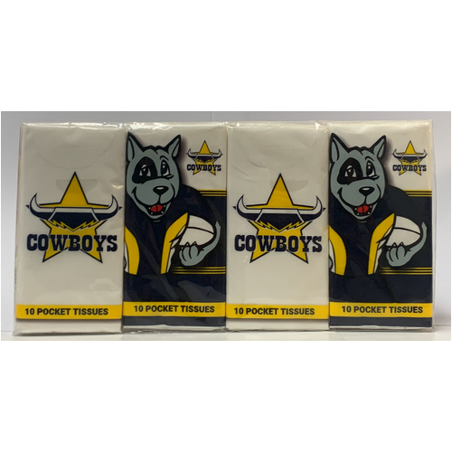 North Queensland Cowboys NRL Mascot Pocket Tissues - 4 Pack