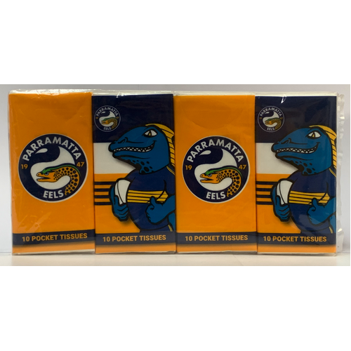 Parramatta Eels NRL Mascot Pocket Tissues - 4 Pack