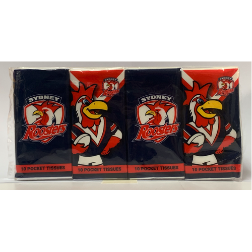 Sydney Roosters NRL Mascot Pocket Tissues - 4 Pack