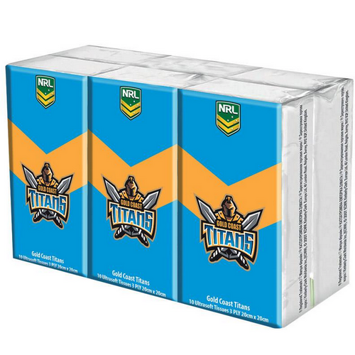 Gold Coast Titans NRL Mascot Pocket Tissues - 4 Pack