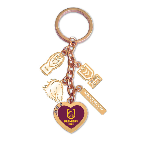 Brisbane Broncos 2025 Premiers Charm Keyring