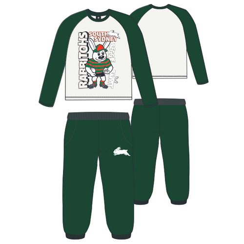 South Sydney Rabbitohs Kids Raglan Sleeve Cuffed Pj Set