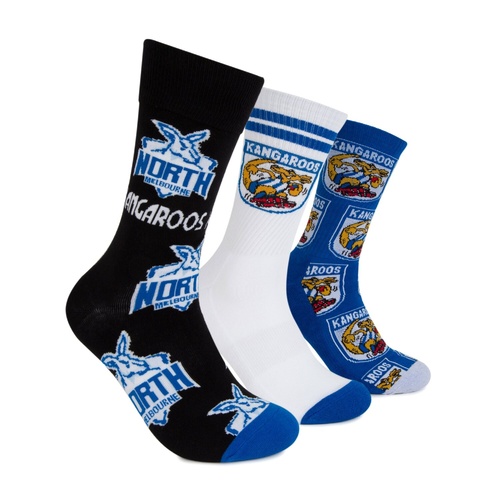 North Melbourne Kangaroos 3 Pack Socks Gift Box