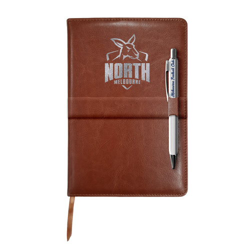 North Melbourne Kangaroos Logo Leather Notebook with Pen