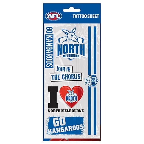 North Melbourne Kangaroos Footy Tattoo Sheet