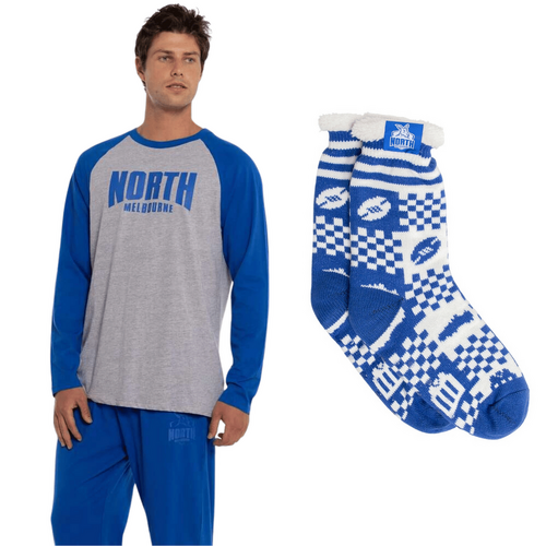 North Melbourne Kangaroos Mens PJs & Bed Sock Set