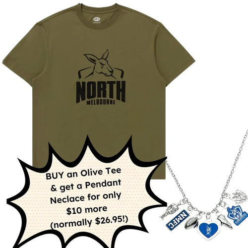 North Melbourne Kangaroos Olive Tee Discount Deal