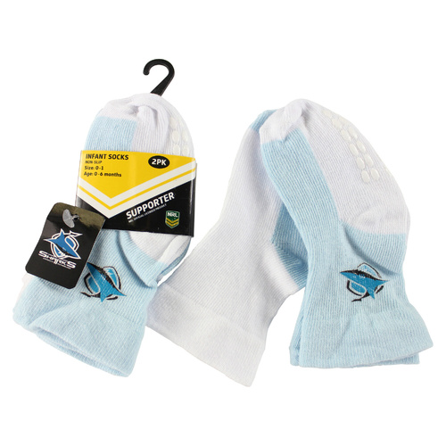 Cronulla Sharks Infant Non Slip Socks - 2 Pack