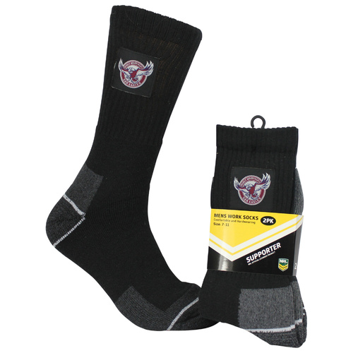 Manly Sea Eagles Work Socks - 2 Pack