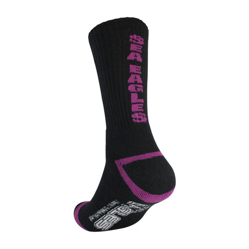 Manly Sea Eagles 1 Pack Crew Socks - Black