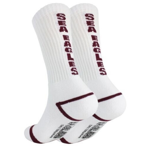 Manly Sea Eagles 1 Pack Crew Socks - White