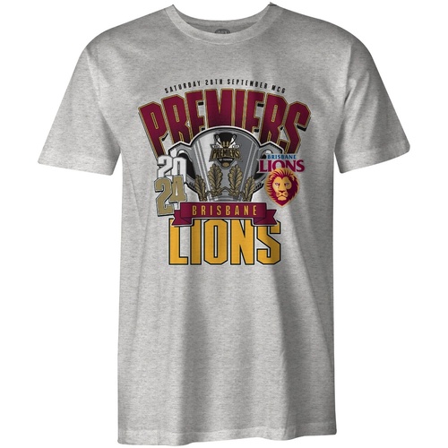 Brisbane Lions 2024 Premiers Mens Grey Tee