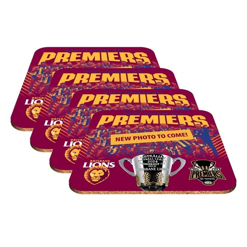 Brisbane Lions 2024 Premiers 4-Pack Coasters