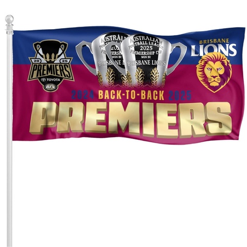 Brisbane Lions 2025 Premiers Flag Pole Flag