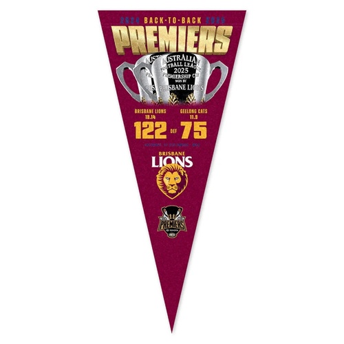 Brisbane Lions 2025 Premiers Score Felt Pennant