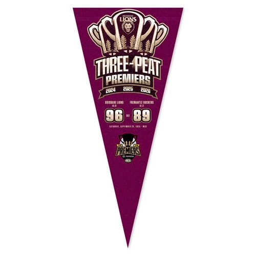 Brisbane Lions 2026 Premiers Score Felt Pennant
