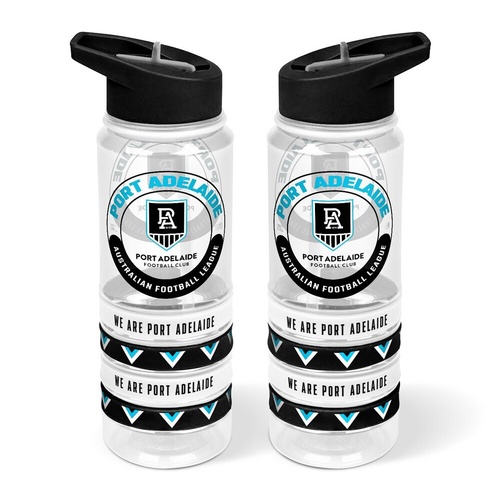 Port Adelaide Power Tritan Sports Bottle with Wrist Bands