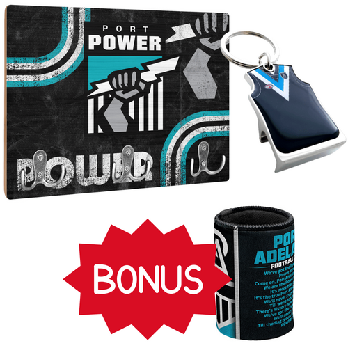 Port Adelaide Power Key Rack & Key Ring Bundle