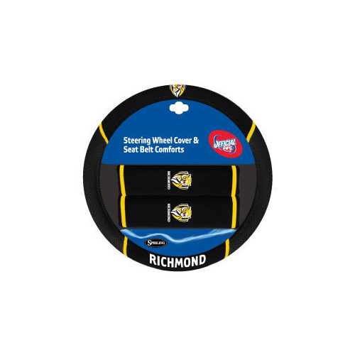 Richmond Tigers Steering Wheel Cover & Seat Belt Comforts Set