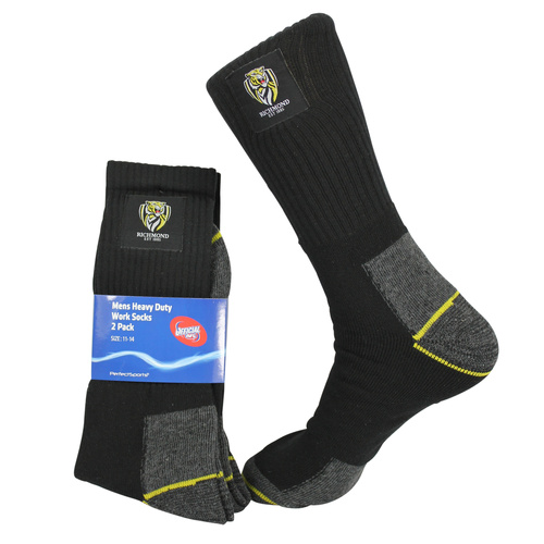 Richmond Tigers Mens Work Socks Pack of 2