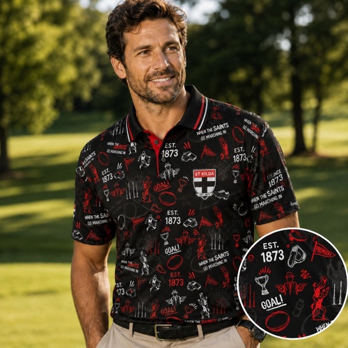 St Kilda Saints Mens Scrambler Golf Polo