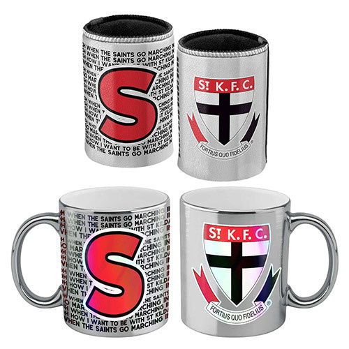 St Kilda Saints Metallic Can Cooler and Mug Gift Pack