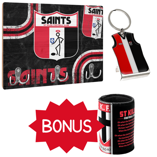 St Kilda Saints Key Rack & Key Ring Bundle
