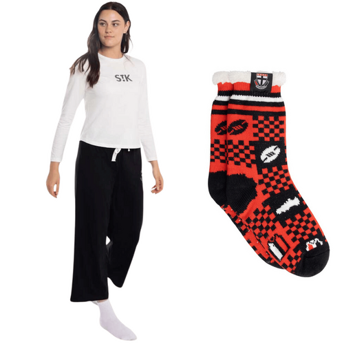 St Kilda Saints Womens PJs & Bed Sock Set