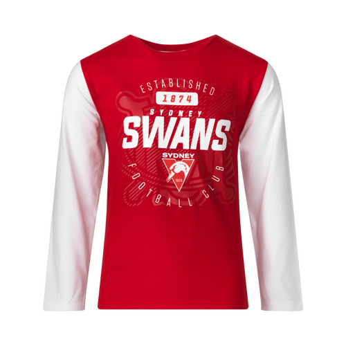 Sydney Swans Youths Long Sleeve T-Shirt Size:8