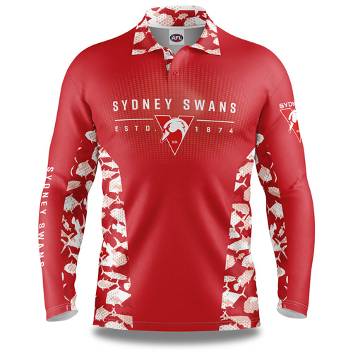 Sydney Swans Adults Reef Runner Collared Fishing Shirt