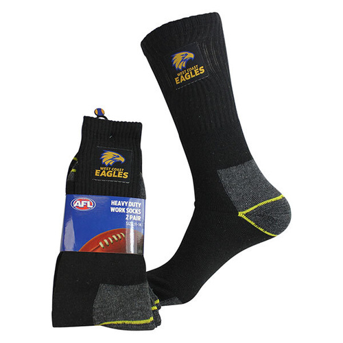 West Coast Eagles Mens Work Socks Pack of 2