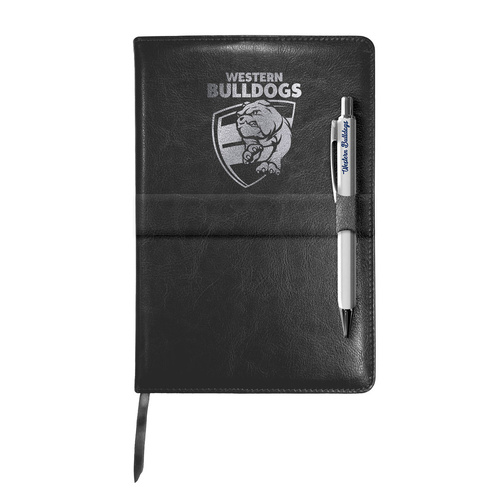 Western Bulldogs Leather Notebook with Pen
