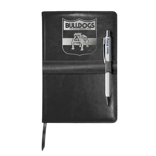 Western Bulldogs Retro Leather Notebook with Pen