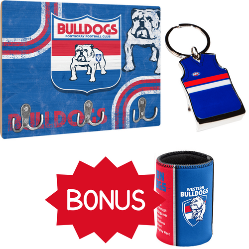 Western Bulldogs Key Rack & Key Ring Bundle