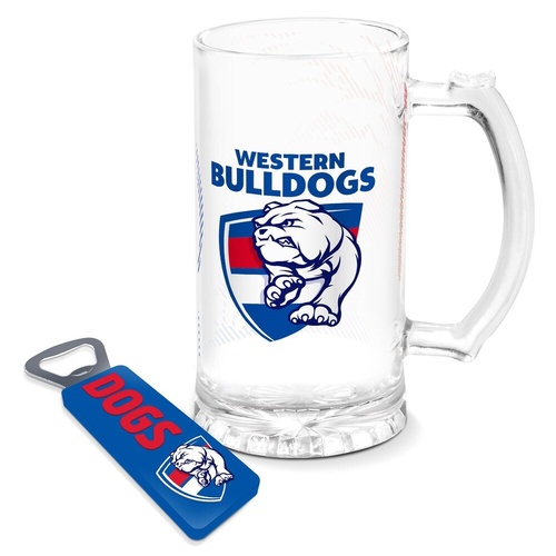 Western Bulldogs Stein Glass & Magnetic Bottle Opener