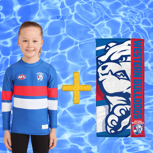 Western Bulldogs Kids Rashie and Beach Towel Combo