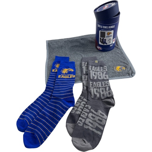 West Coast Eagles Sock & Towel Bundle