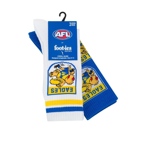 West Coast Eagles Retro Sneaker Sock 2 Pack